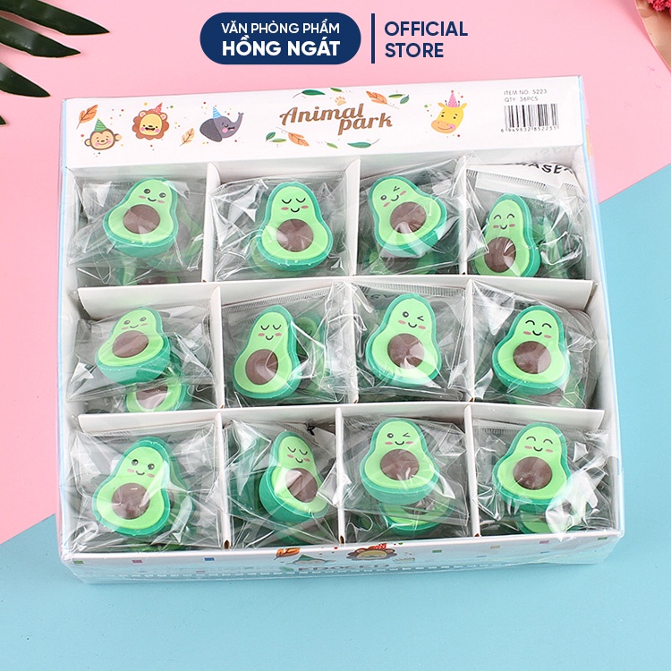 Tẩy bút chì hình quả bơ, đồ dùng học tập dễ thương gôm tẩy cute giá rẻ làm quà tặng học sinh văn phòng phẩm T12