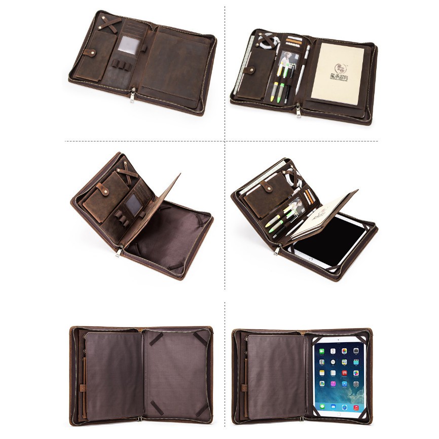 Túi xách  Đựng Tài Liệu, IPAD Da Bò Sáp cao cấp  Handmade Vintage Leather Padfolio