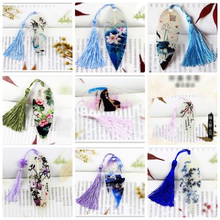 Bookmark gân lá ép mỏng tua rua