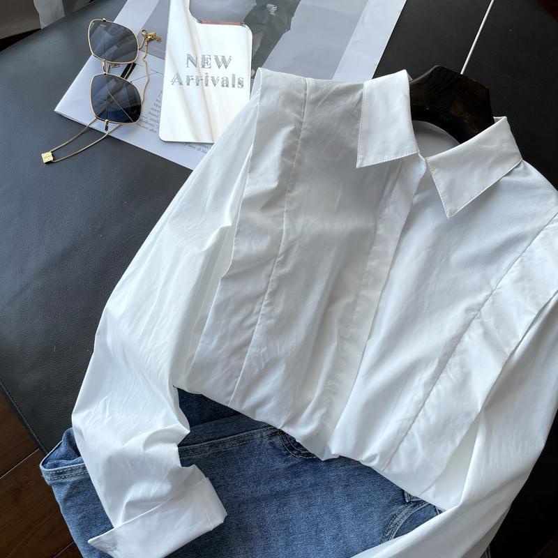 Women Fashion Long Sleeve Shirt Solid Color Loose Plus Size