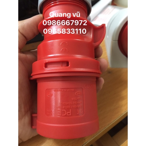 Phích cắm + ổ cắm công nghiệp PCE 3 pha 4 chân 16A-32A made in ustria