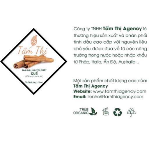 Tinh Dầu Quế Tấm Thị Thiên Nhiên Nguyên Chất 100% Lọ 10Ml Giúp Thơm Phòng Đuổi Muỗi Khử Mùi