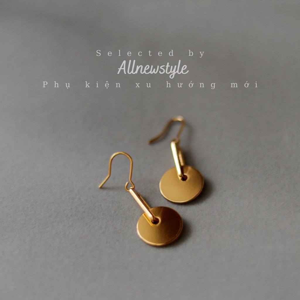 Bông tai phong cách tối giản Allnewstyle chất thép mạ vàng 18K