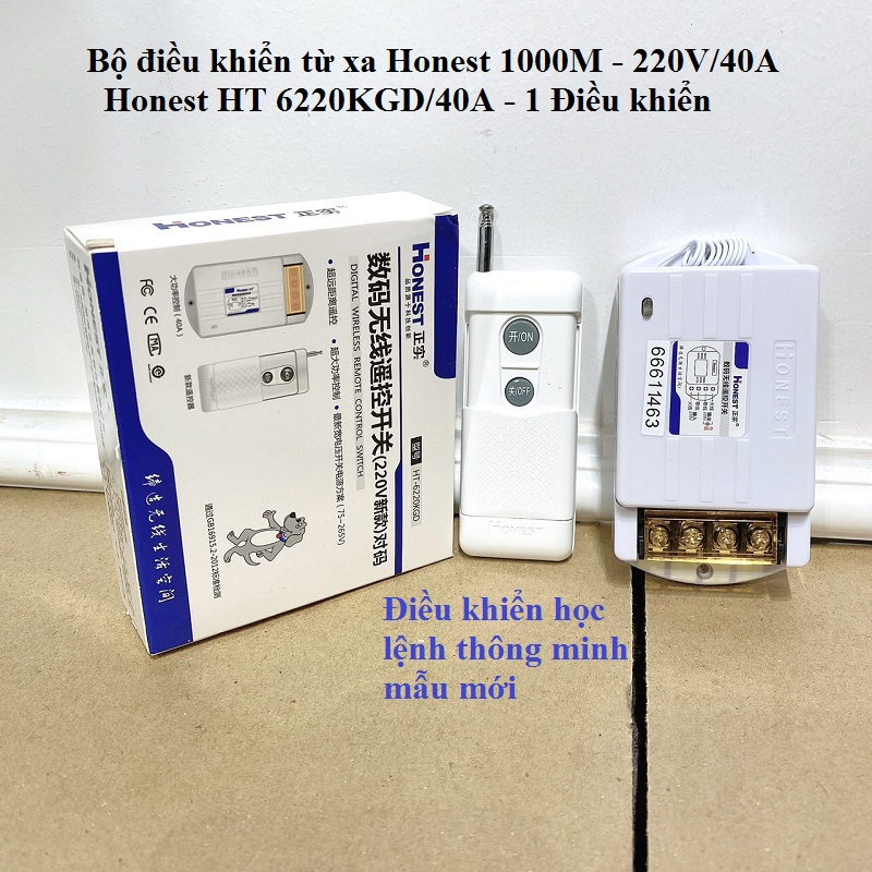 Công tắc điều khiển từ xa 220v/380v Honest HT-6220KGD 1000m công suất lớn 40A