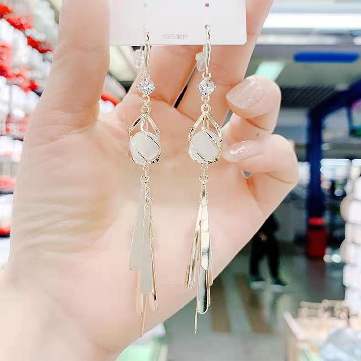 Bông tai nữ, Khuyên tai tua rua dáng dài phong cách Hàn Quốc cho nữ -B11