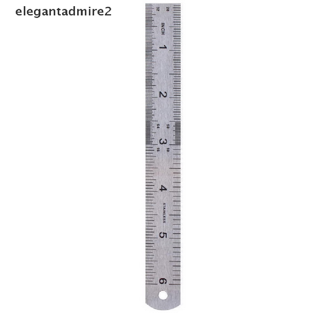 Thước đo thẳng bằng thép không gỉ hai mặt 15cm 6 inch tiện lợi