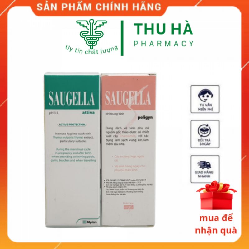 Dung dịch vệ sinh phụ nữ Saugella poligyn PH 7 italy 100ml