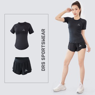 Set Bộ Đồ Tập Gym Nữ DRS Gồm Áo Cộc Tay Body và Quần Short, Chất Thể Thao Thoáng Mát Co Giãn (DRNCB03)