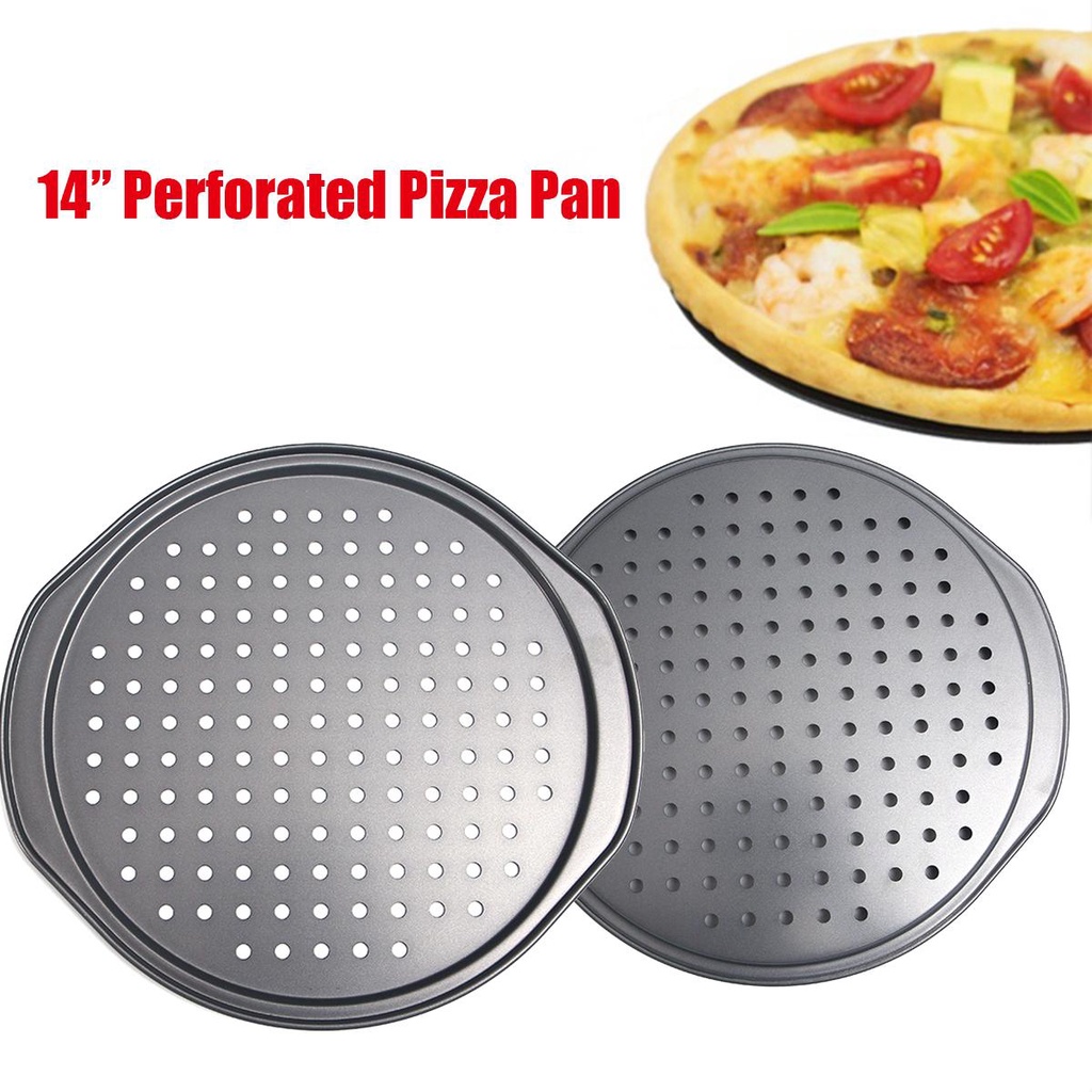 Chảo Tròn Đục Lỗ Chất Liệu Thép Carbon Dùng Để Làm Bánh Pizza