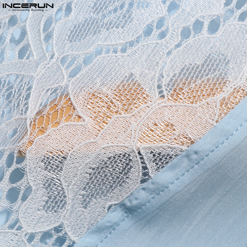 Incerun Áo Sơ Mi Lưới Cá Không Tay Cài Nút Phong Cách Retro Dân Gian Cho Nam