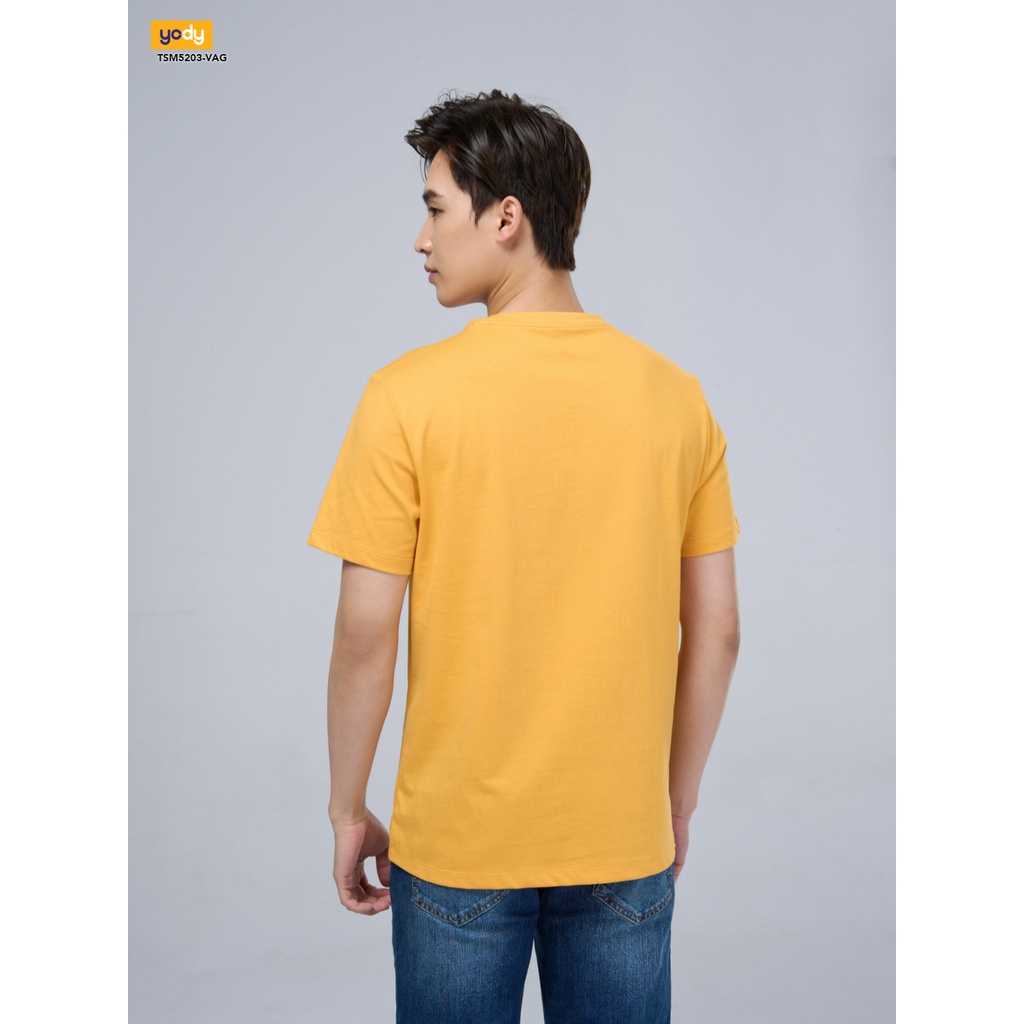 Áo Thun Cộc Tay Nam YODY, Áo Phông TShirt Nam Vải trơn in logo yody basic chất vải cotton mát mẻ, dáng thể thao TSM5203
