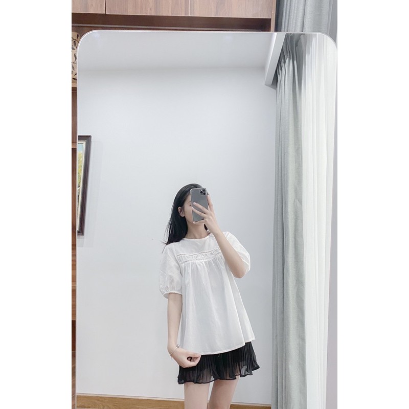 Áo babydoll tay bồng 2 hàng ren nhiều màu 0205
