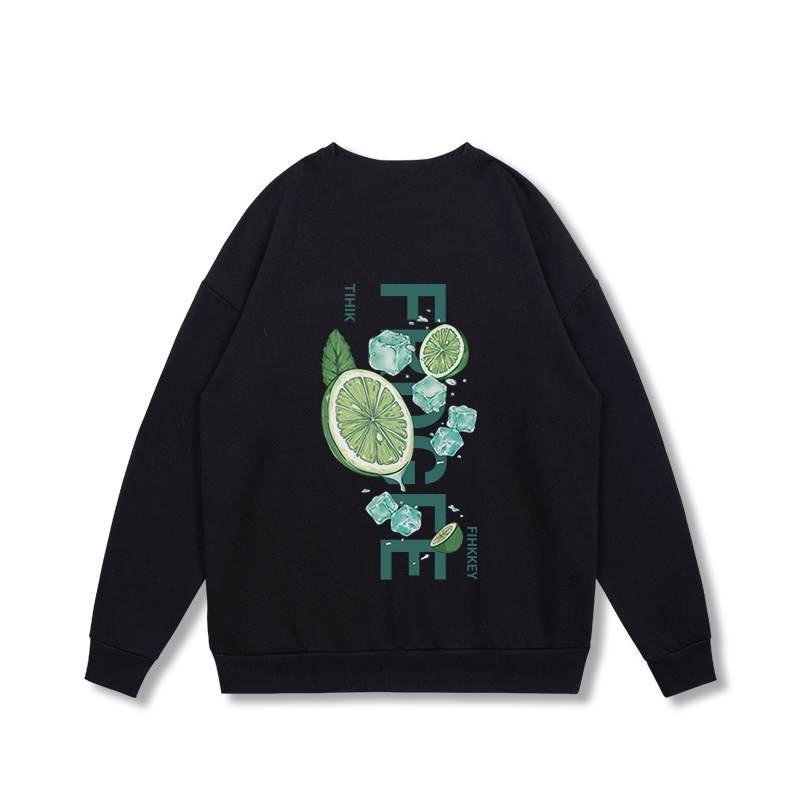 SELVZE Áo sweater Cotton Tay Dài Cổ Tròn Dáng Rộng Phong Cách Đường Phố Mỹ Chất Lượng Cao