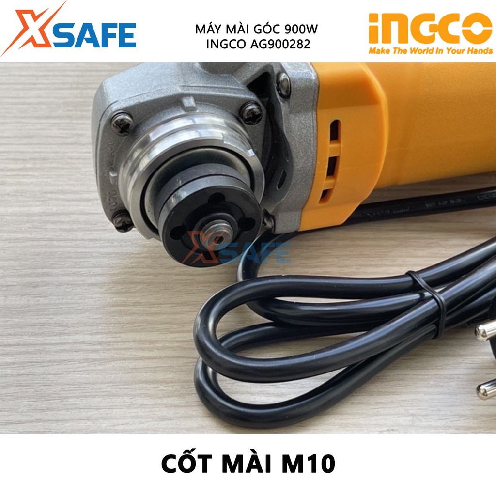 Máy mài góc INGCO AG900282 công suất 900W, đường kính đá mài 100mm, tốc độ không tải 12000v/p, lỗ cốt M10 - XSAFE
