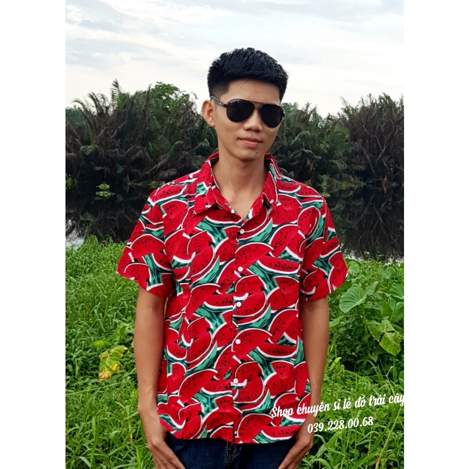 Áo sơ mi trái cây nam nữ, gia đình - bộ đi biển kate thái 1 - bộ trái cây gia đình