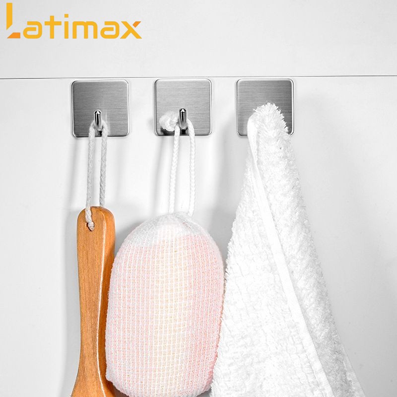 Móc dán tường treo đồ Inox 304 hình vòi voi Latimax MD07 đế vuông Siêu chịu lực