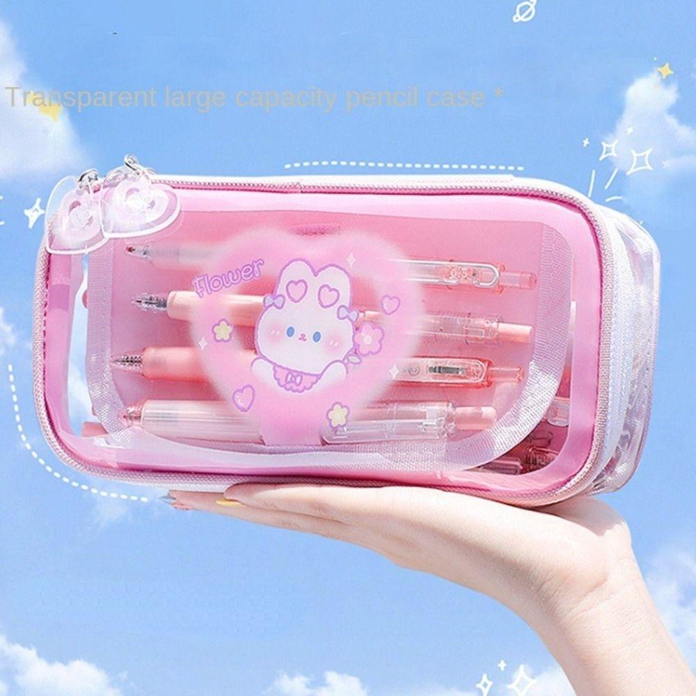 Túi Đựng Bút Bằng PVC Có Khóa Kéo Phong Cách Hàn Quốc