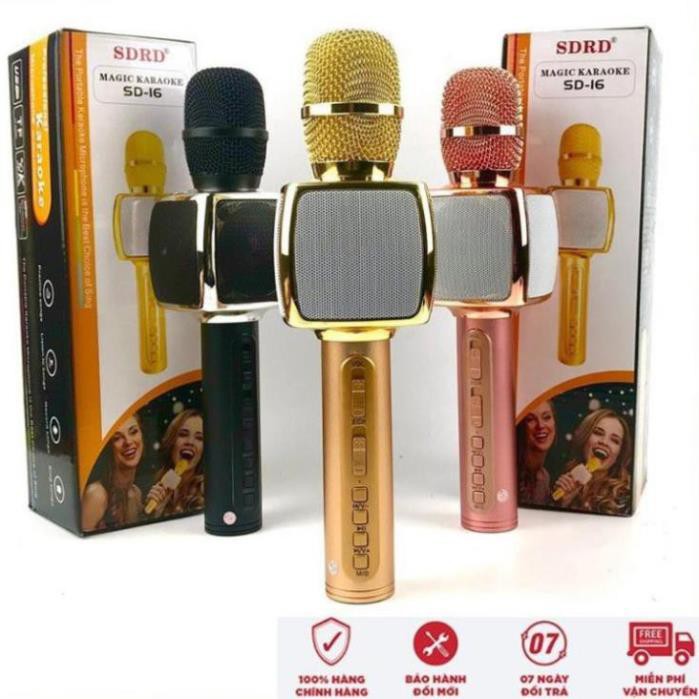 Mic Karaoke SD-16 hàng LOẠI 1, micro hát karaoke blutooth, âm thanh chuẩn, loa to, nhiều màu