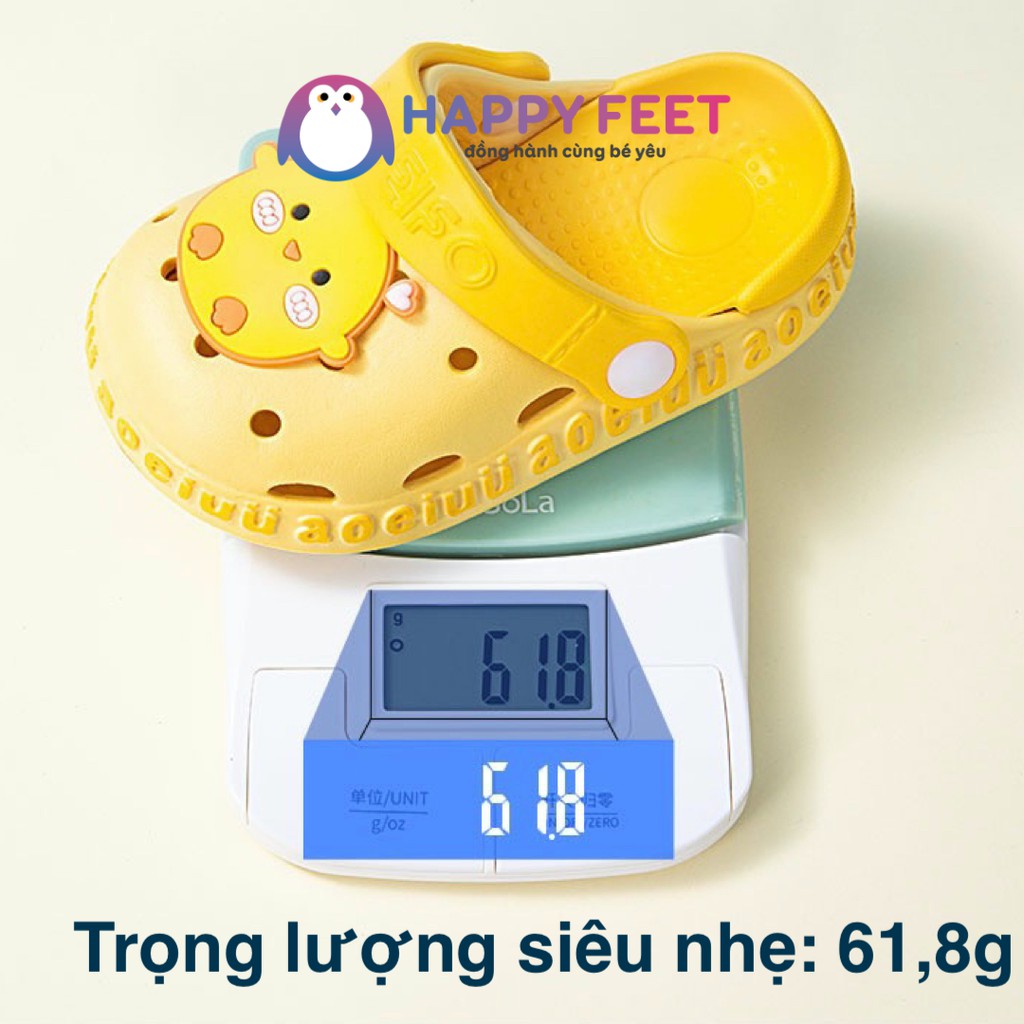 Dép sục trẻ em Happy Feet siêu nhẹ chống trơn chính hãng cho bé trai bé gái từ 1-5 tuổi- No2012