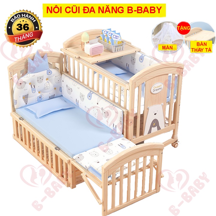 [RẺ NHẤT SÀN] Nôi Cũi Cho Bé B-BABY - Cũi Em Bé Đa Năng 6 Chế Độ Tiện Lợi Cho Mẹ và Bé - Bảo Hành 3 Năm