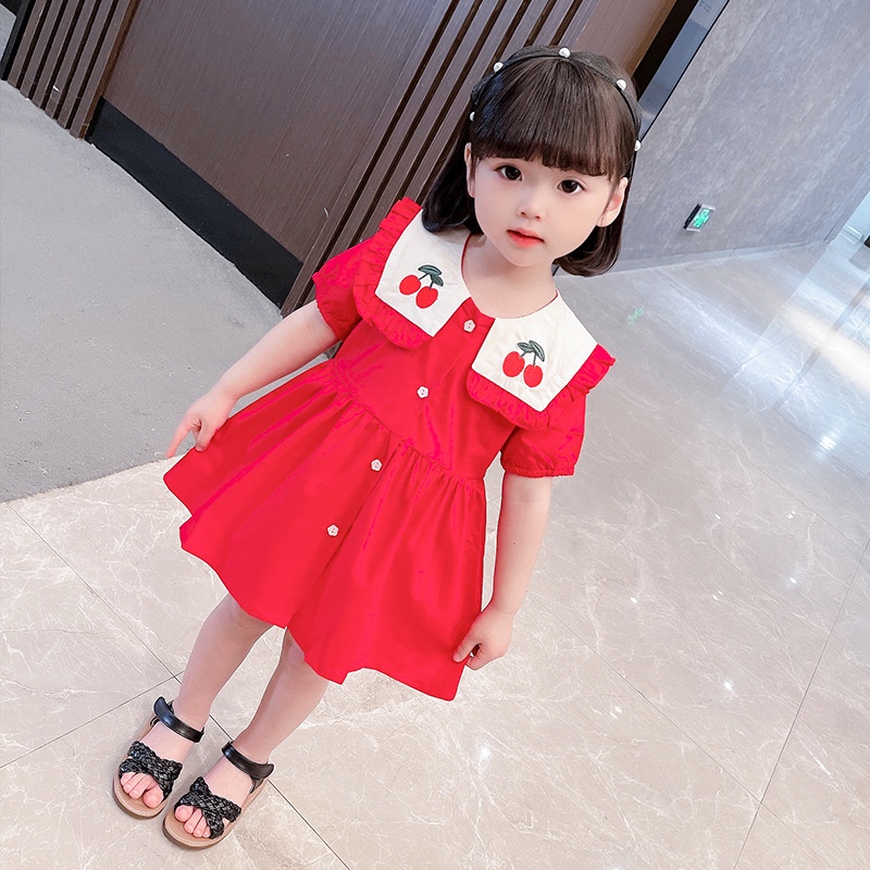 [Kacily]đầm bé gái Đầm cotton ngắn tay bé gái 1-9 tuổi đầm dự tiệc quà sinh nhật nhập khẩu