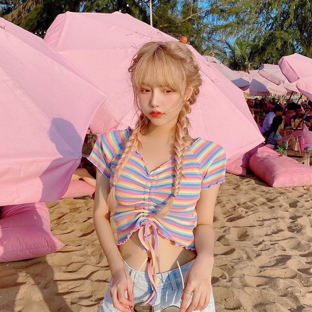 Áo croptop rút dây