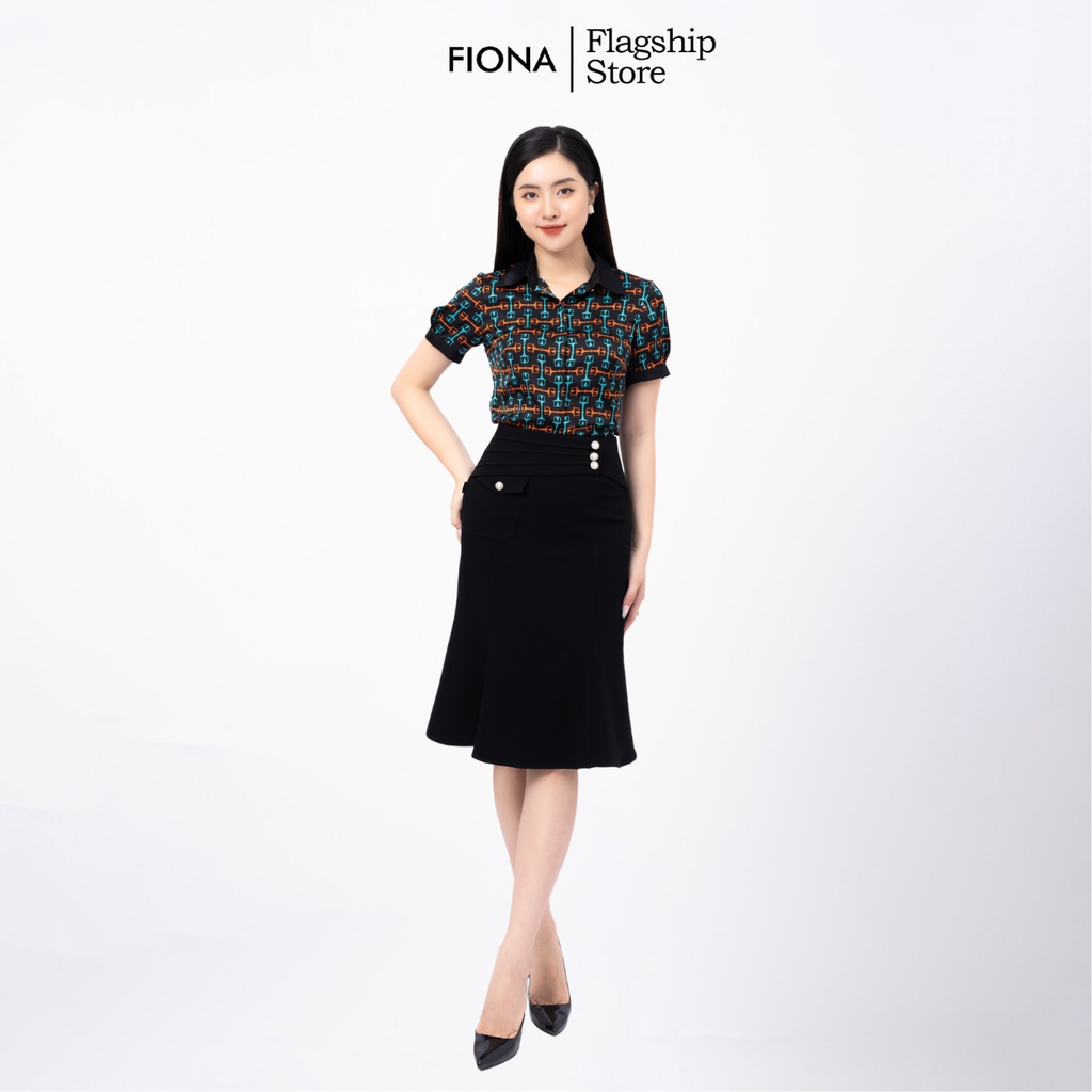 Chân váy công sở FIONA dáng ôm chân váy nữ thiết kế cao cấp đuôi cá cạp xếp nếp trang trí cúc trẻ trung F251651