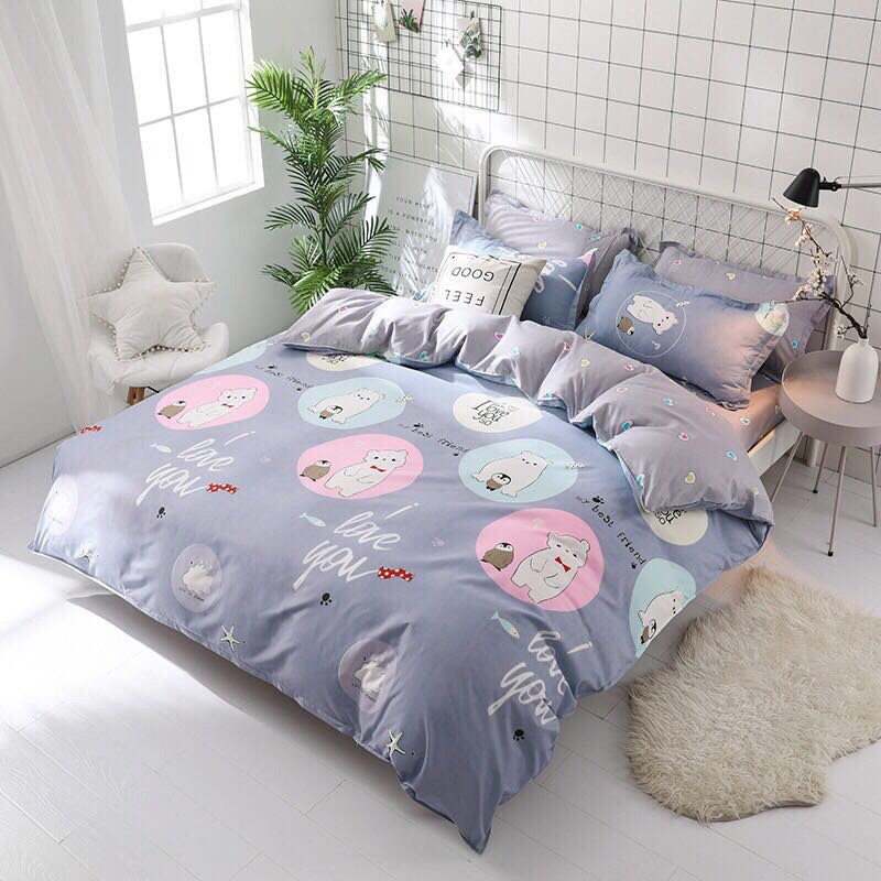 Bộ vỏ chăn ga gối cotton poly hàn quốc (được chọn mẫu )