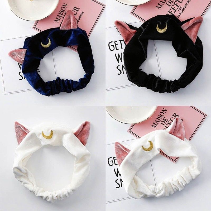 Băng Đô Tai Mèo Thêu Họa Tiết Đáng Yêu Dành Cho Nữ