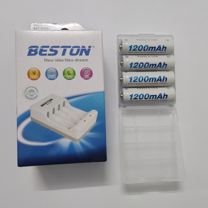 Combo Sạc BST-C7701 và 4 Pin Sạc BESTON Nimh 1.2V AA 1200mAh Cho Micro Cam Kết Dung Lượng Thật