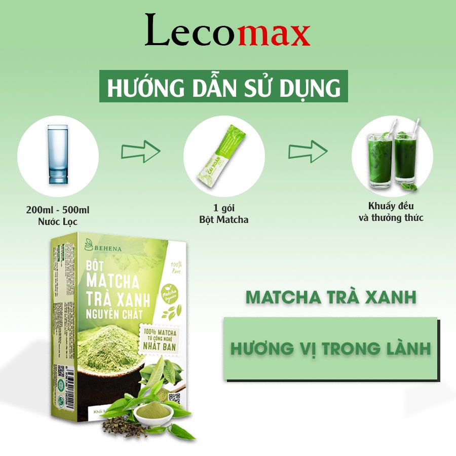 Bột trà xanh đắp mặt matcha nguyên chất làm bánh Nhật Bản tắm trắng Behena Lecomax LMB02