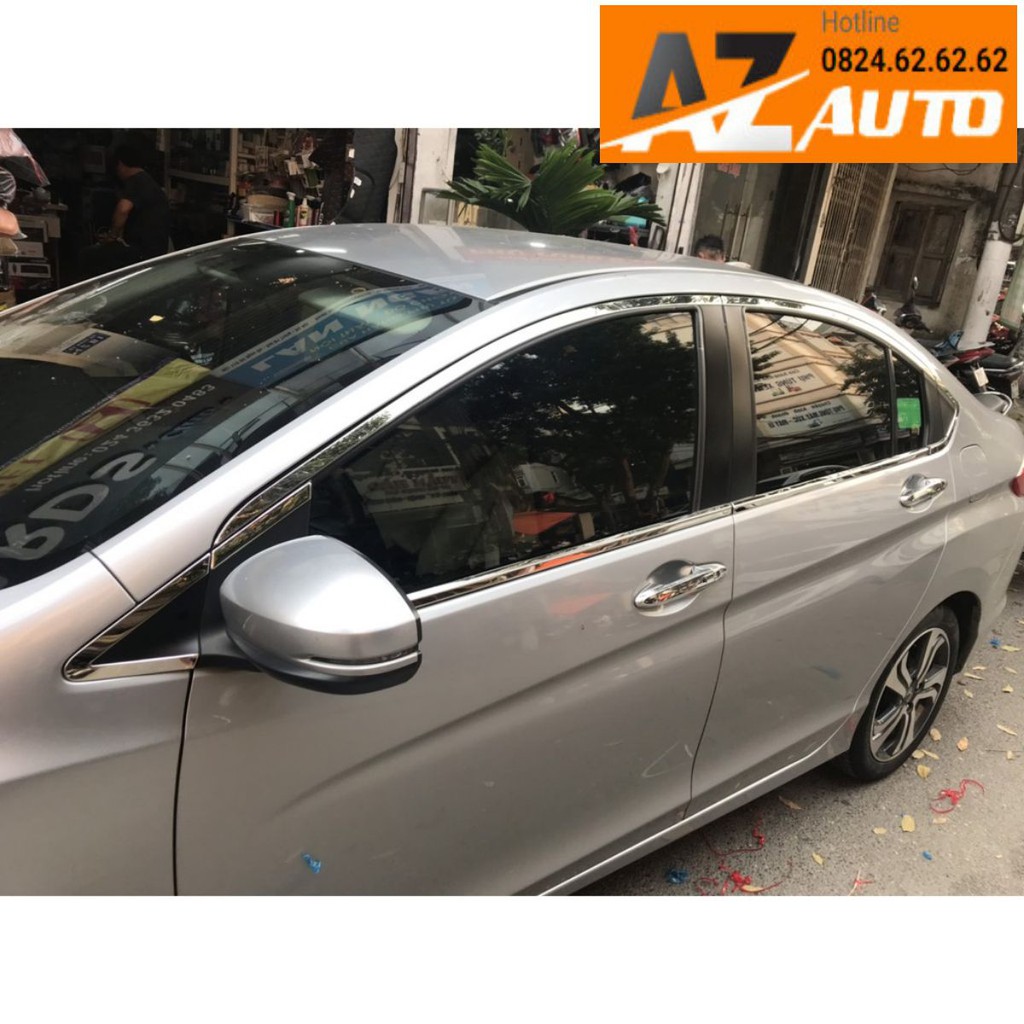 Nẹp chân và viền cong kính Honda City 2018-2022 - chất liệu innox cao cấp