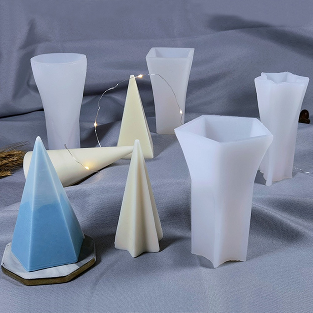 Khuôn Silicon Hình Nón Hình Lục Giác Trong Suốt Linh Hoạt Làm Nến Xi Măng DIY