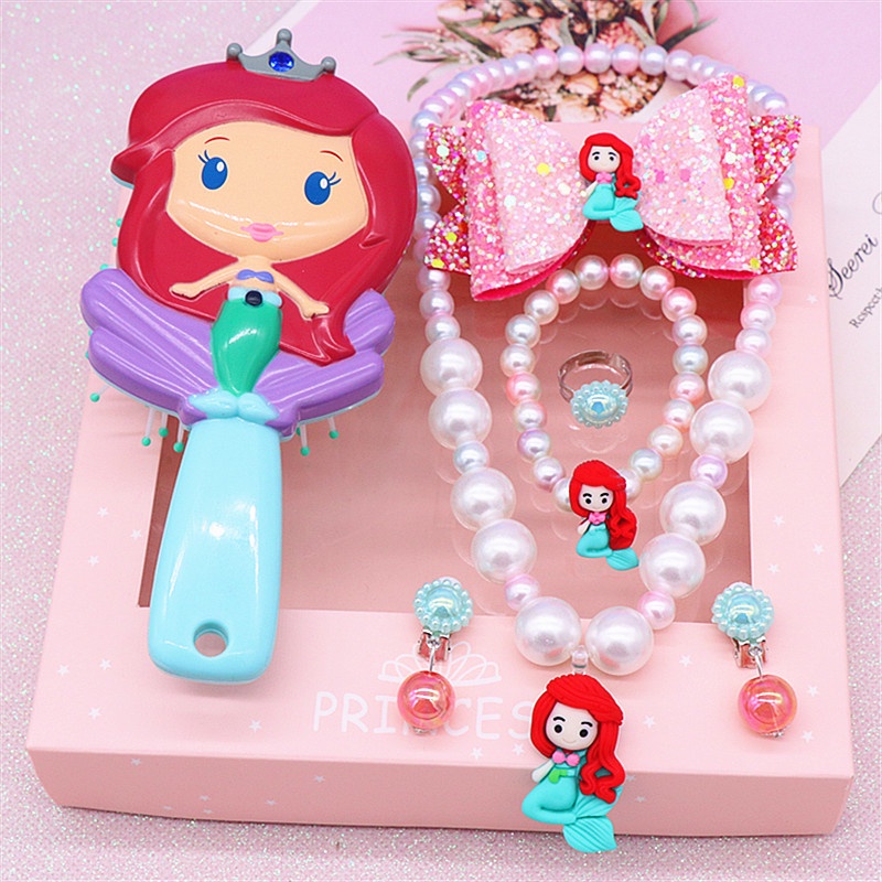 Bộ 7 món trang sức gồm lược / Vòng cổ / vòng tay / hộp quà tặng cho bé gái