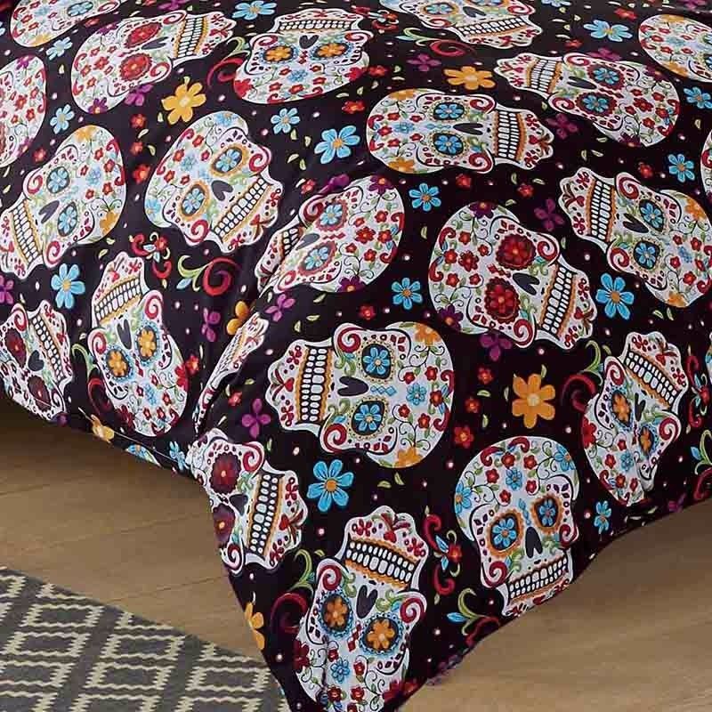 Bộ Chăn Ga Và Vỏ Gối In Hình Đầu Lâu Thời Trang