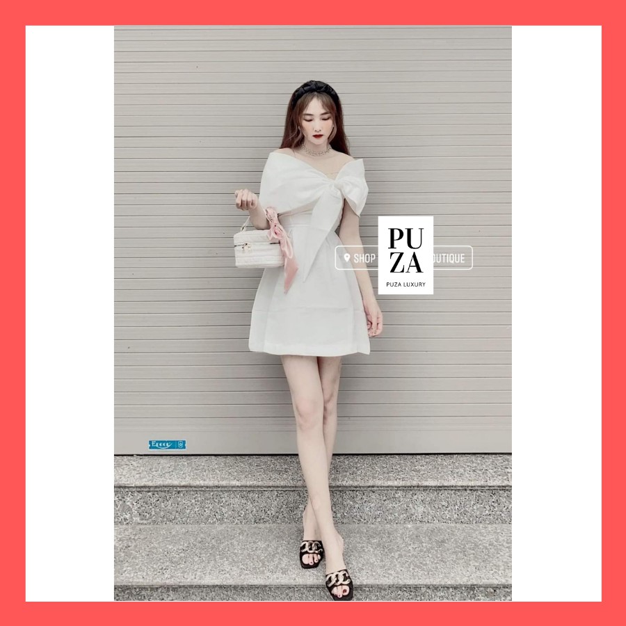 Váy thiết kế xòe,váy nơ ngực hở vai cực xinh đáng yêu,tôn dáng | BigBuy360 - bigbuy360.vn