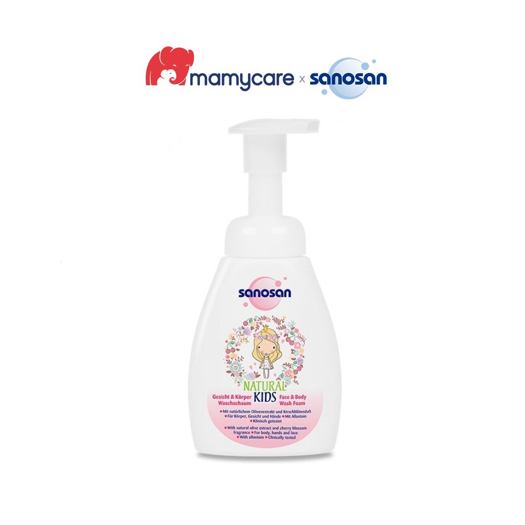 Sữa tắm rửa mặt tạo bọt Sanosan Natural Kids dưỡng ẩm cho da nhạy cảm 250ml - MAMYCARE