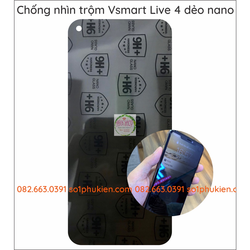 Cường lực chống nhìn trộm dành cho dòng Vsmart Live / Live 4 nano dẻo siêu bền chống vỡ 9H, chống nhìn trộm từ góc 30 độ