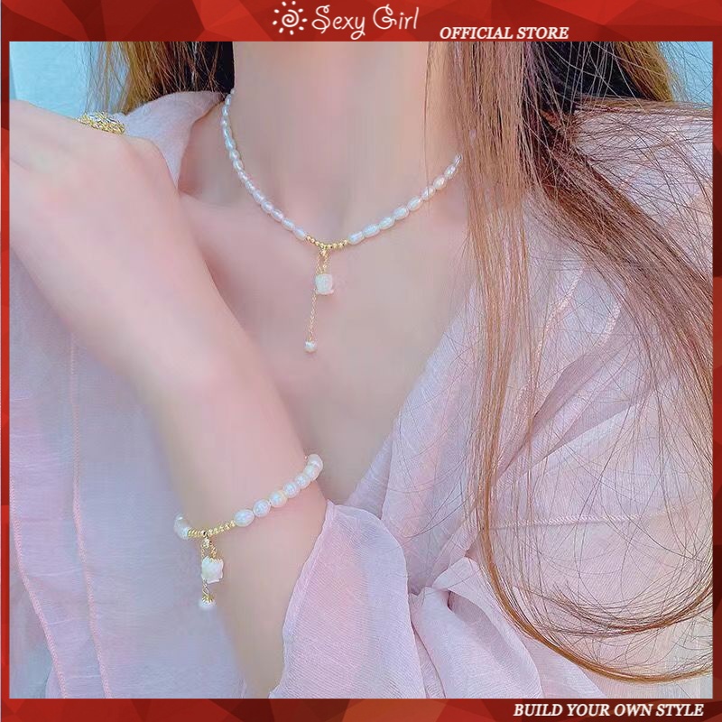 Vòng cổ Hình Vỏ Sò Đính Ngọc Trai Tự Nhiên Thời Trang Dành Cho Nữ