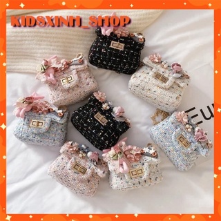 Túi đeo chéo bé gái mini họa tiết phối hoa xinh xắn