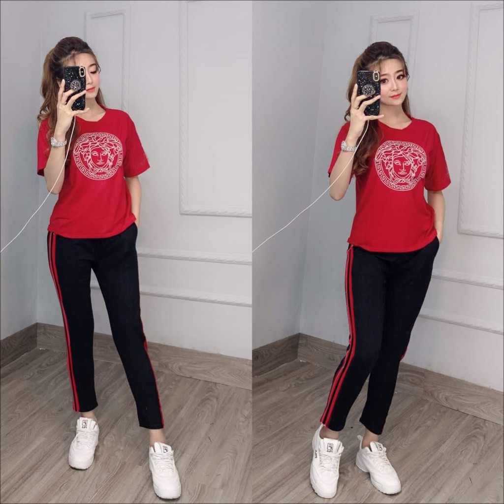 Đồ bộ nữ vải cotton Thiêu logo mềm mại thoáng mát không xù không chùn | BigBuy360 - bigbuy360.vn