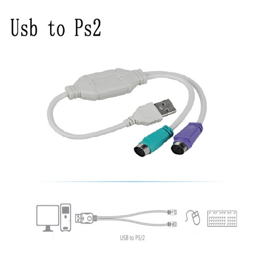 Dây cáp chuyển đổi dữ liệu USB đực sang PS / 2 đầu cái cho chuột và bàn phím