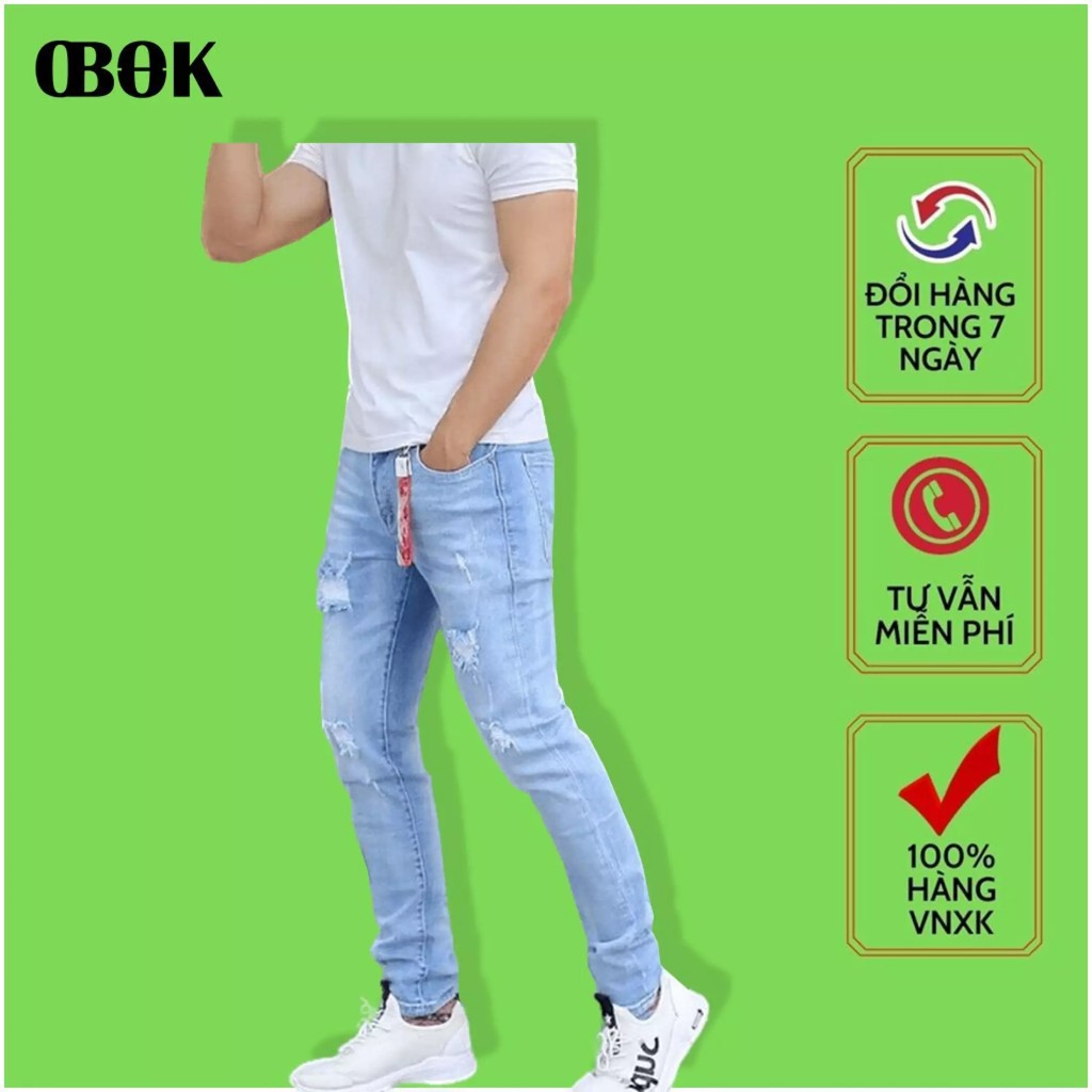 Quần Jean Nam , Quần Bò Nam Trẻ Trung Thiết Kế Đơn Giản OBOK FASHION QJN0