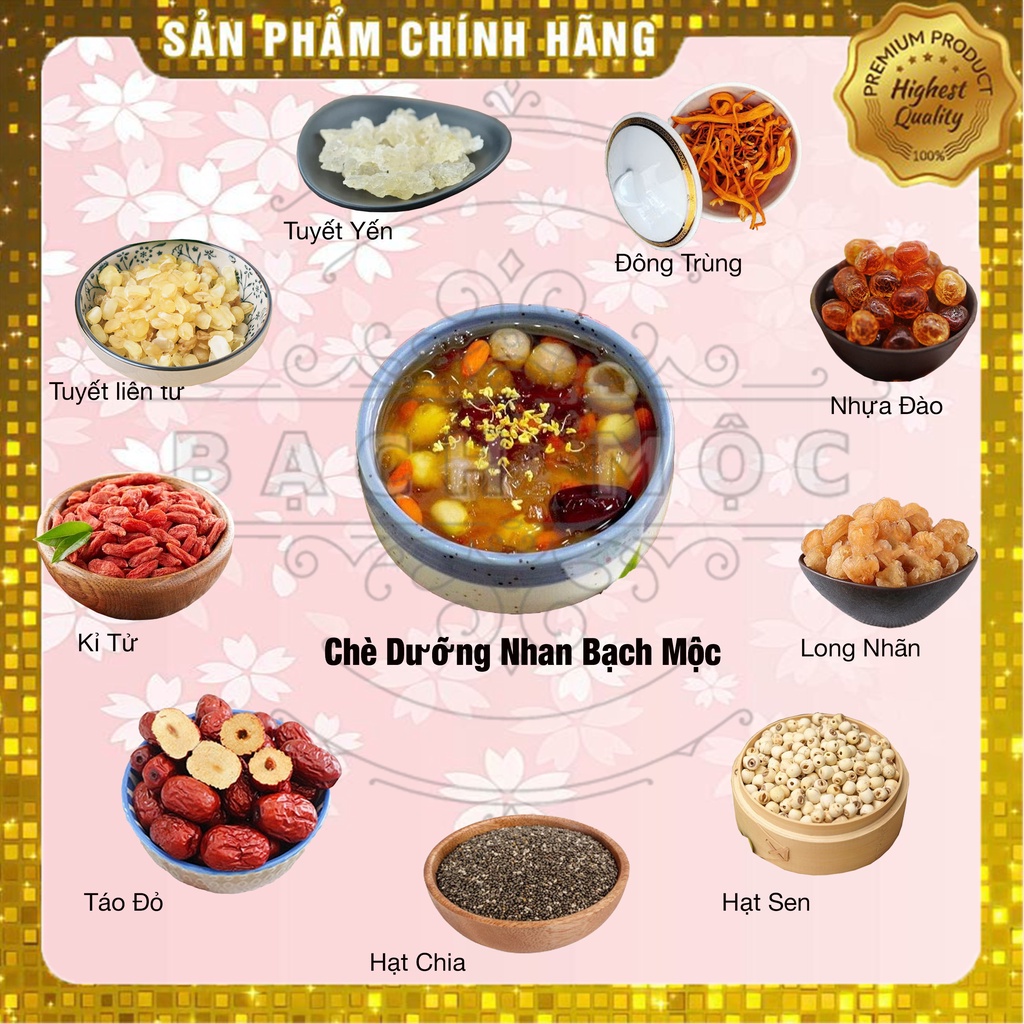 Chè Dưỡng Nhan Tuyết Yến Nhựa Đào gói lớn 500g cho 15-25 người ăn