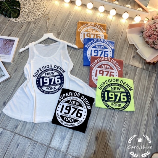 Áo 3 lỗ Hè ‘1976’ thun giấy 5 màu đang HOT- Carotshop trùng