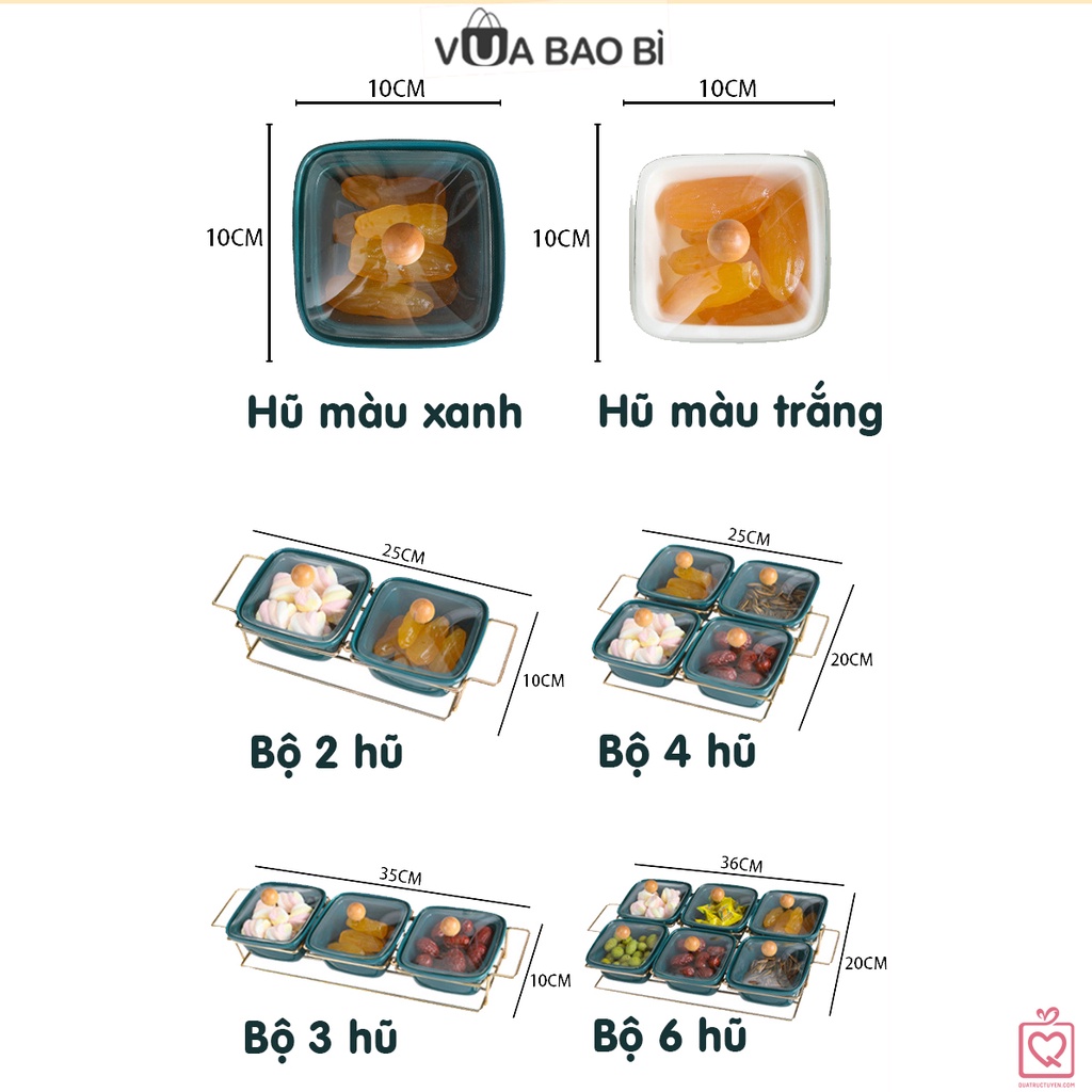 Khay mứt hũ đựng bánh kẹo hoa quả nắp Trong Suốt, hộp đựng hạt khô thực phẩm giá sắt sang trọng VUABAOBI