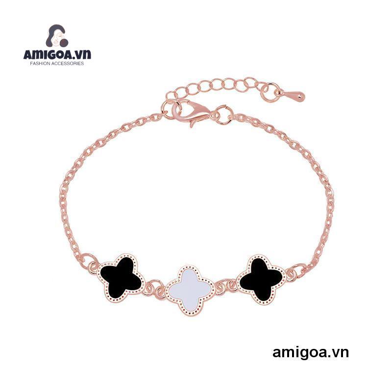 ✨✨Vòng tay kim loại phối mặt hình cỏ bốn lá thời trang Hàn Quốc xinh xắn