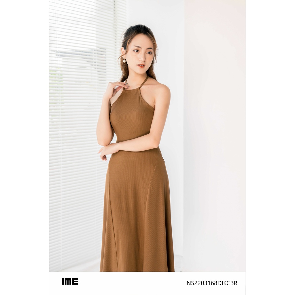 Đầm thun gân nâu cổ yếm online exclusives NS2203168DIKCBR