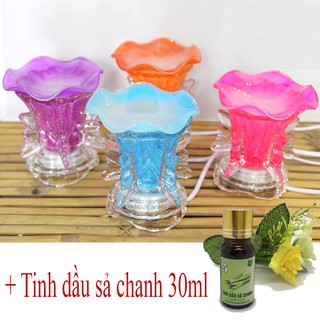 [HÀNG CAO CẤP] -  Combo đèn xông tinh dầu bằng điện và tinh dầu sả chanh xông phòng.