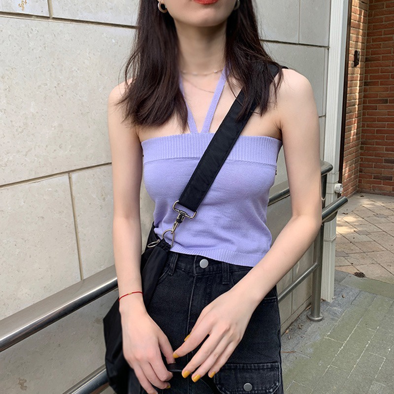 Áo Hai Dây Có Mút Đệm Màu Sắc Đơn Giản Gợi Cảm Cho Nữ